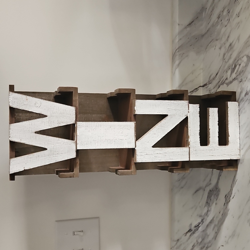 Rustic Wine Rack with White Letters